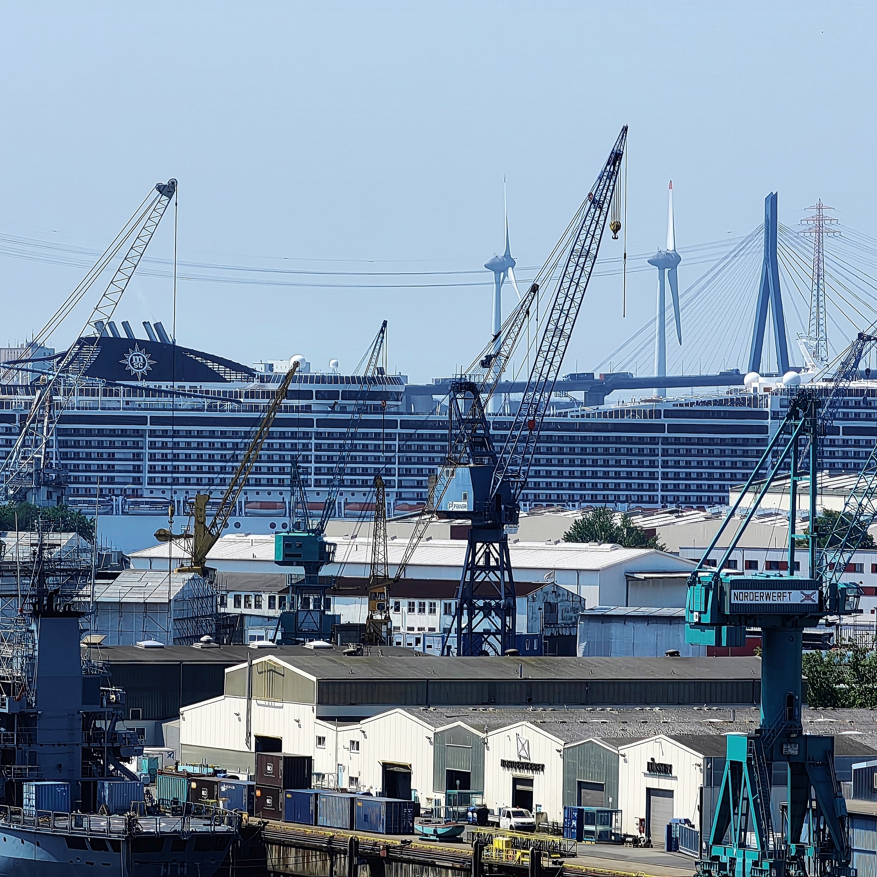 Cruise ship in the industrial port
