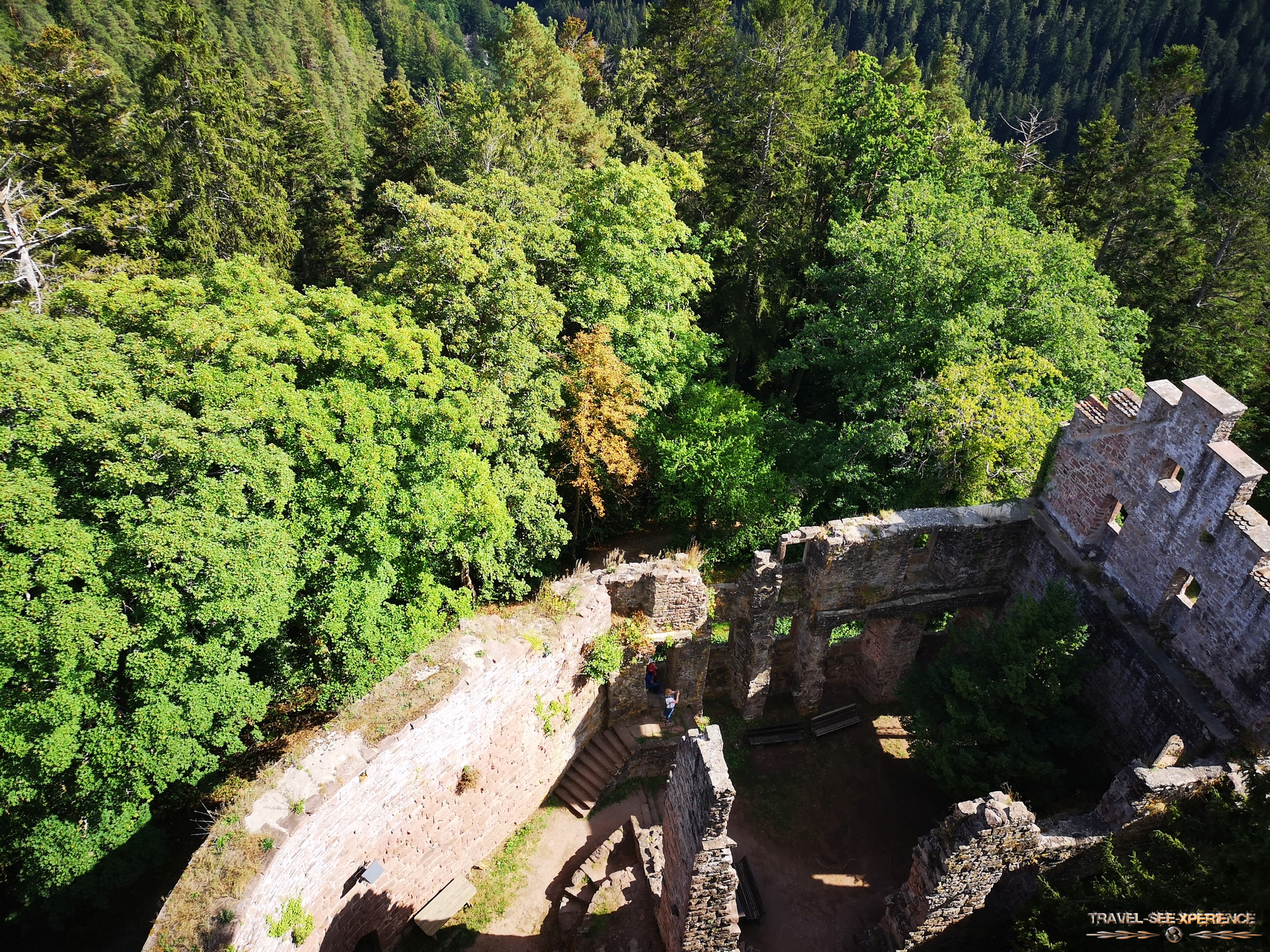 Blick auf die Burgruine vom Bergfried aus